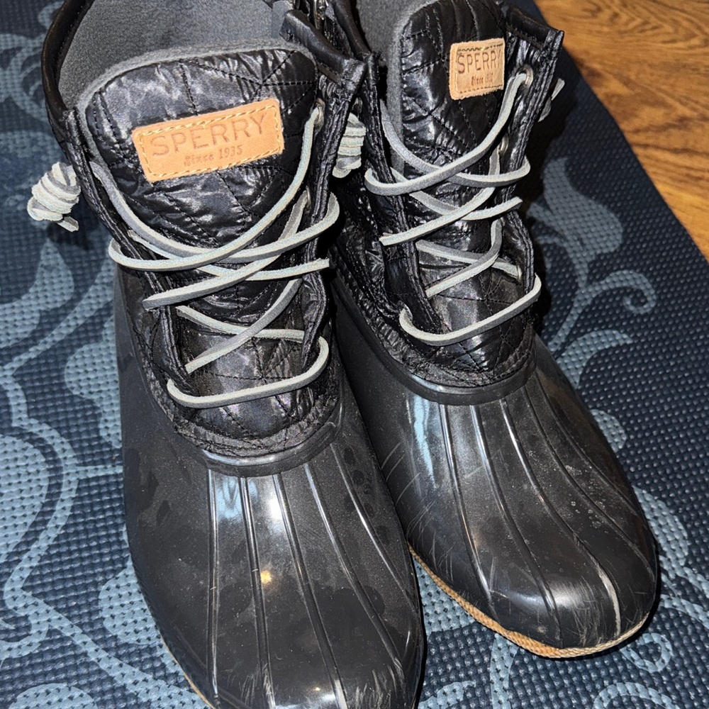 Sperry Quilted Black Duck Boots
